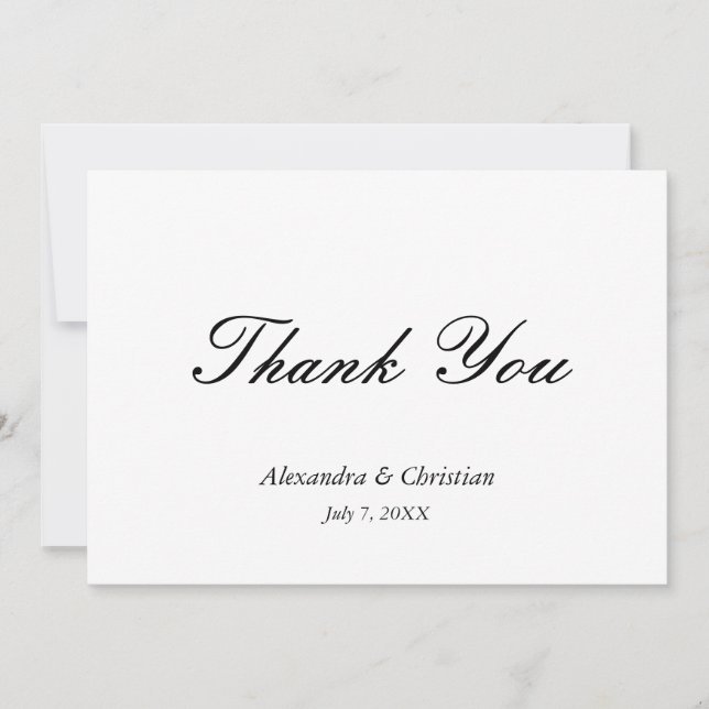 Einfache Elegante Hochzeit Danke, Nachricht zurück Dankeskarte (Vorderseite)
