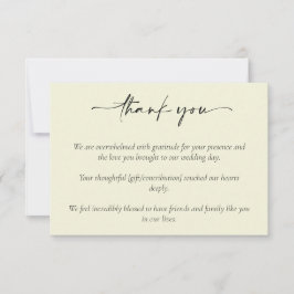 Einfache, elegante Hochzeit Dankeskarte