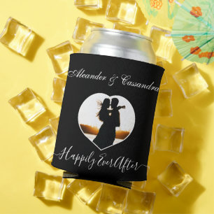 Einfache Elegante Hochzeit im Schwarz-weißen Foto Dosenkühler