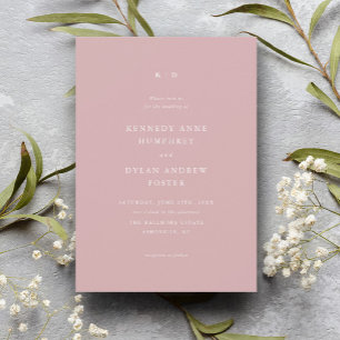 Einfache elegante Hochzeit in staubigem Rosa Einladung