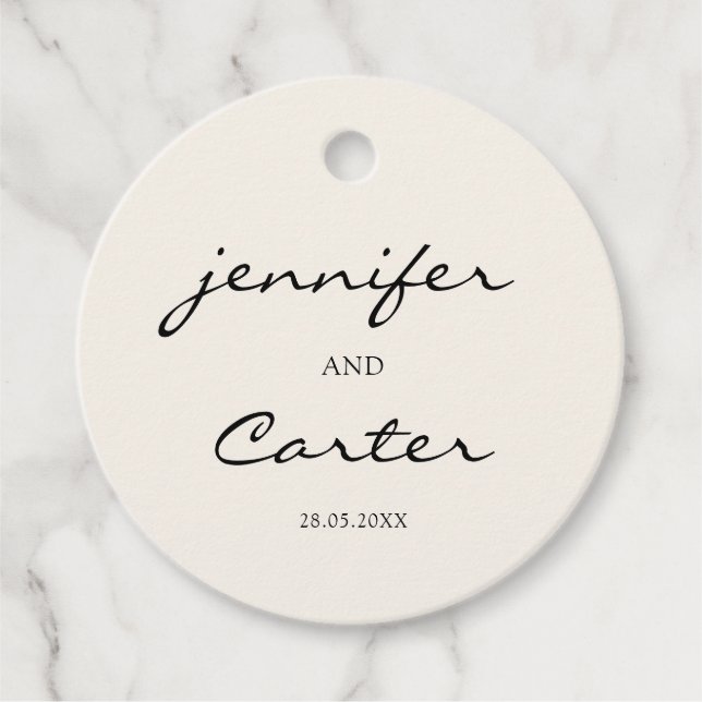 Einfache, elegante Hochzeit mit 1 Foto Geschenkanhänger (Vorderseite)