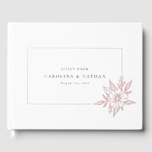 Einfache, elegante Hochzeit mit Blütenrot Gästebuch