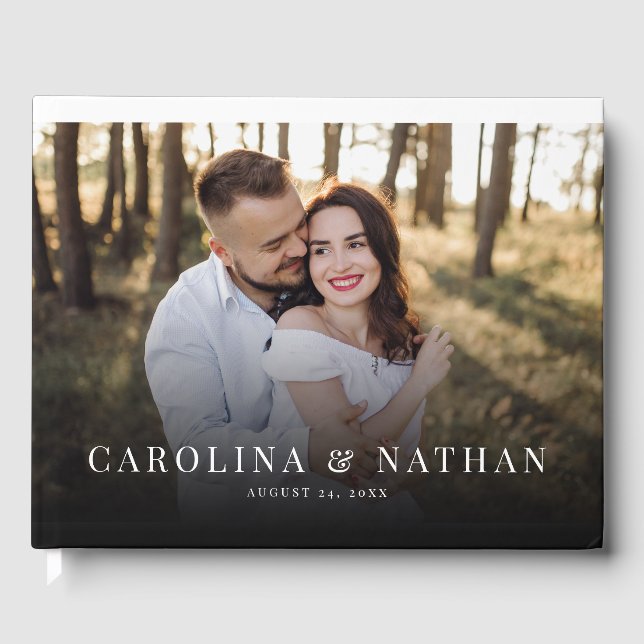 Einfache Elegante Hochzeit mit vollem Foto Gästebuch (Vorderseite)