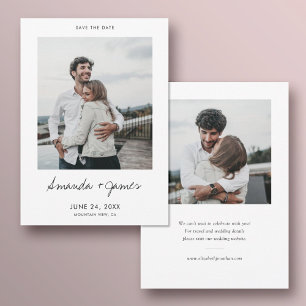 Einfache, elegante Hochzeit mit zwei Fotos Save The Date