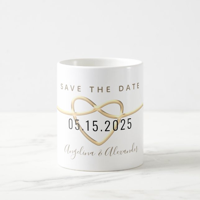 Einfache Elegante Hochzeit Save the Date Kaffeetasse (Mittel)