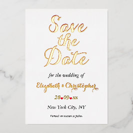 Einfache Elegante Hochzeit Save the Date Rose Gold Folieneinladung