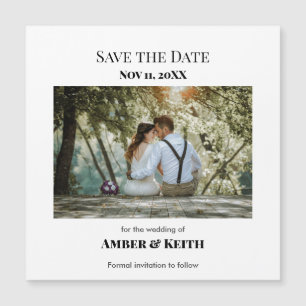 Einfache Elegante Hochzeit Save the Date weiß zurü Magnetkarte