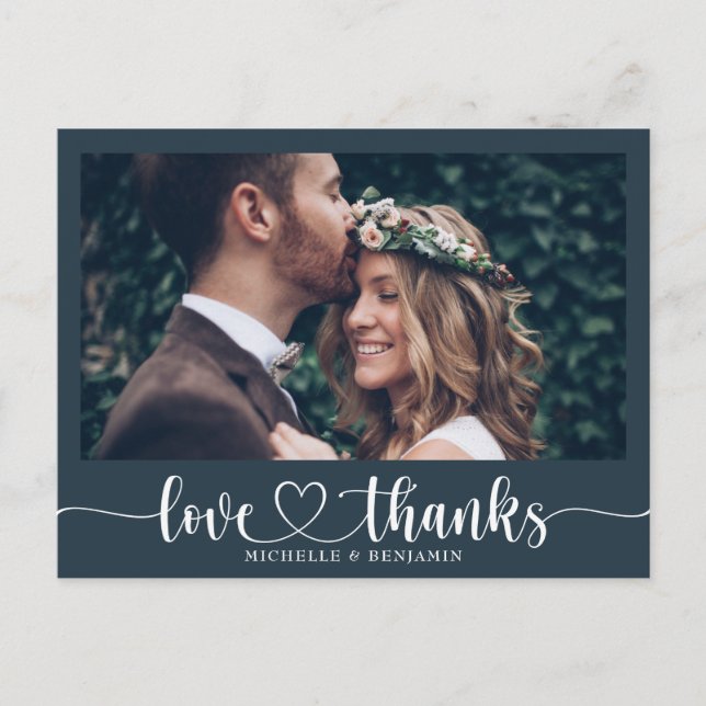 Einfache Elegante Hochzeit Vielen Dank Foto Postca Postkarte (Vorderseite)