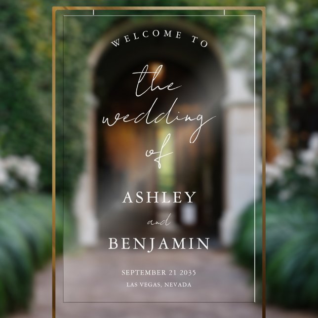 Einfache Elegante Hochzeit Willkommen Transparent Acrylschild (Von Creator hochgeladen)