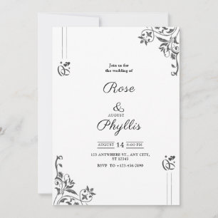 Einfache elegante Hochzeitseinladung in Grau mit f Einladung
