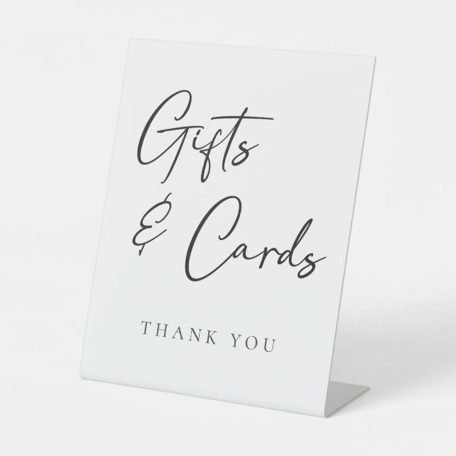 Einfache elegante Hochzeitsgeschenke und Karten Sockelschild (Vorderseite)