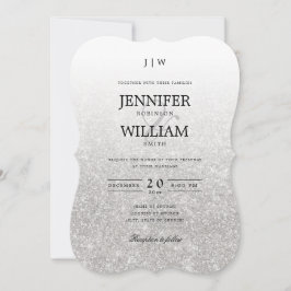 Einfache Elegante Hochzeitsilber-Glitzer-Monogramm Einladung