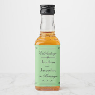 Einfache elegante Hochzeitsnamen Soft Mint Grün Mi Alkoholflaschenetikett