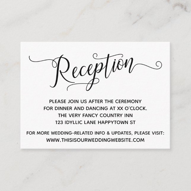 Einfache, elegante Hochzeitsreise-Empfang Begleitkarte (Vorderseite)