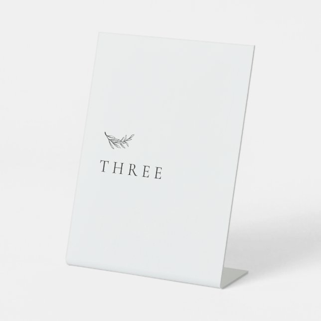 Einfache Elegante Hochzeitsstimmung - Tischnummer Sockelschild (Vorderseite)