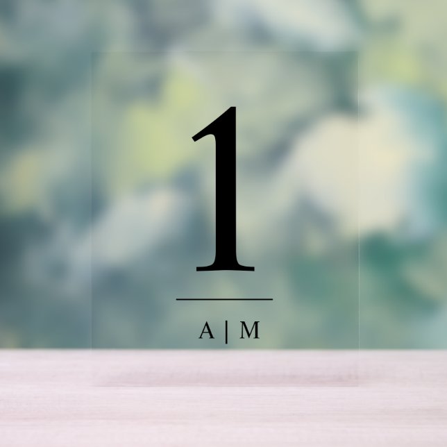 Einfache elegante Hochzeitstiefeldzahl mit anfängl Acrylschild (Neutral)