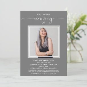 Einfache Elegante im Love Memory Beerdigung Foto I Einladung
