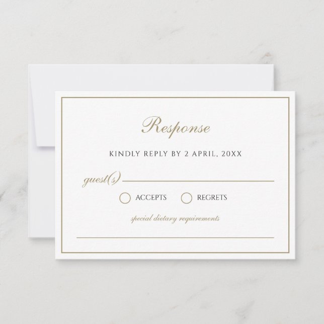 Einfache Elegante Imitats Klassische Typografie RSVP Karte (Vorderseite)
