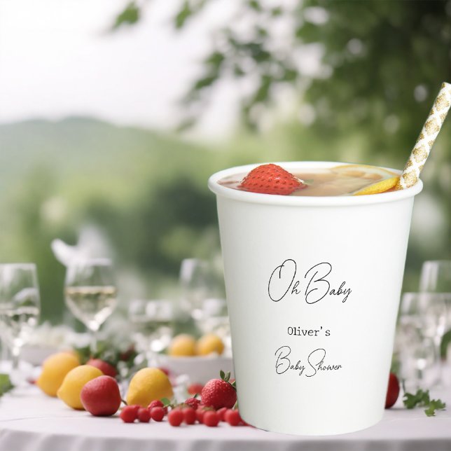 Einfache elegante Kalligrafie Begrüßungsdusche Pappbecher (Von Creator hochgeladen)