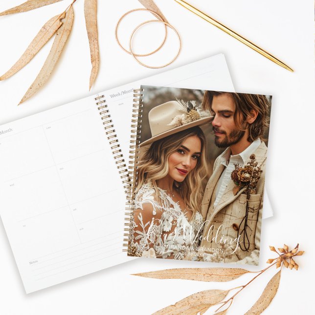 Einfache Elegante Kalligrafie-Foto-Hochzeit Planer (Von Creator hochgeladen)