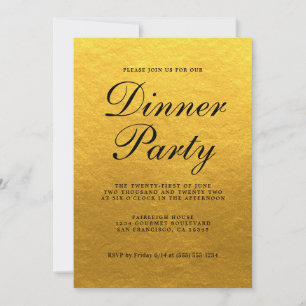 Einfache elegante Kalligrafie Gold-Dinnerparty Einladung