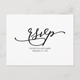 Einfache elegante Kalligrafie Hochzeit RSVP Postkarte