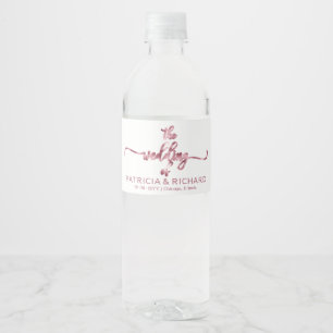 Einfache elegante Kalligrafie-Hochzeit Wasserflaschenetikett