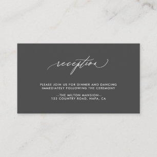 Einfache elegante Kalligrafie Hochzeitsempfang Begleitkarte