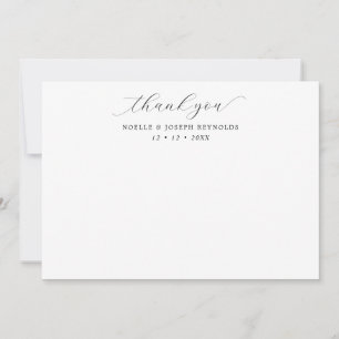 Einfache elegante Kalligrafie-Hochzeitsflat Dankeskarte