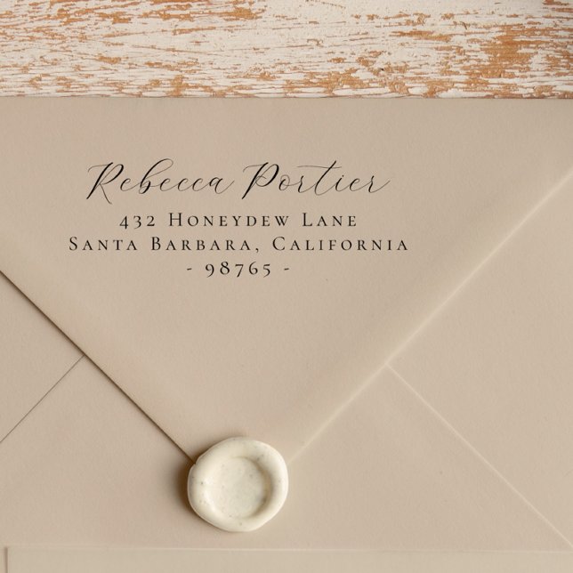 Einfache Elegante Kalligrafie Minimale Rücksendead Gummistempel (Simple Elegant Calligraphy Minimal Return Address Rubber Stamp)