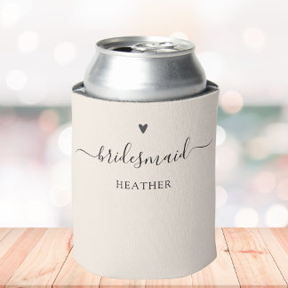 Einfache elegante Kalligrafie-Schrift Brautjungfer Dosenkühler