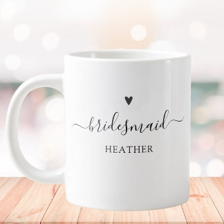 Einfache elegante Kalligrafie-Schrift Brautjungfer Jumbo-Tasse
