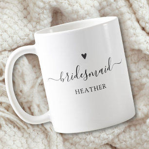 Einfache elegante Kalligrafie-Schrift Brautjungfer Kaffeetasse