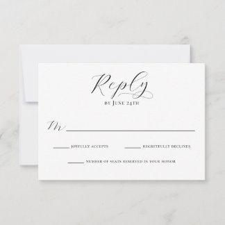 Einfache elegante Kalligrafie-Schrift moderne Hoch RSVP Karte