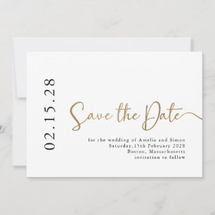 Einfache Elegante Kalligrafie Schriftart Schwarz-w Save The Date