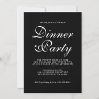 Einfache elegante Kalligrafie Schwarze Dinnerparty