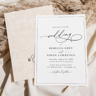 Einfache Elegante Kalligrafie-Skripte Hochzeit Einladung