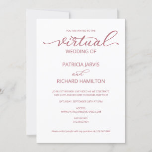 Einfache elegante Kalligrafie Virtuelle Hochzeit Einladung