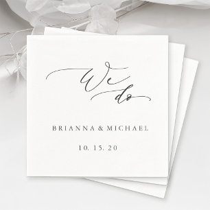 Einfache elegante Kalligraphie, die wir Hochzeit m Serviette