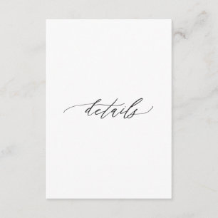 Einfache elegante kalligraphische Hochzeitdetails Begleitkarte