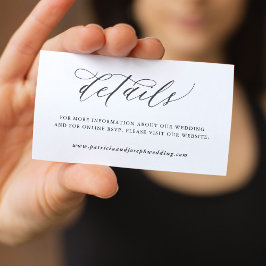 Einfache elegante kalligraphische Hochzeitsdetails Begleitkarte