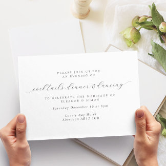 Einfache, elegante kalligraphische Hochzeitsempfeh Einladung