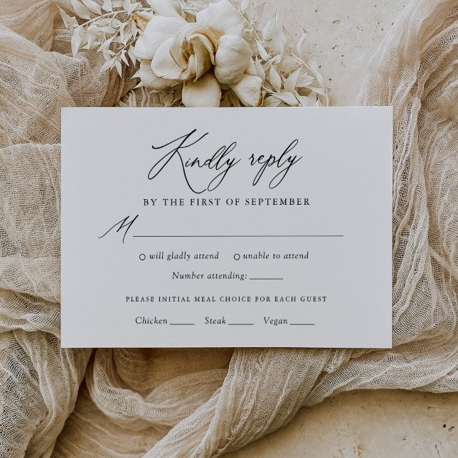 Einfache elegante kalligraphische Hochzeitskarte RSVP Karte (Von Creator hochgeladen)