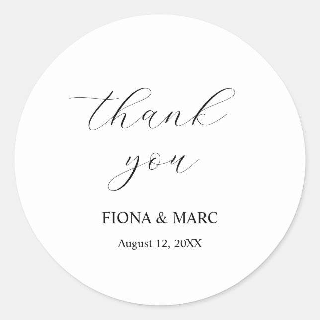 Einfache, elegante kalligraphische Hochzeitsticker Runder Aufkleber (Vorderseite)