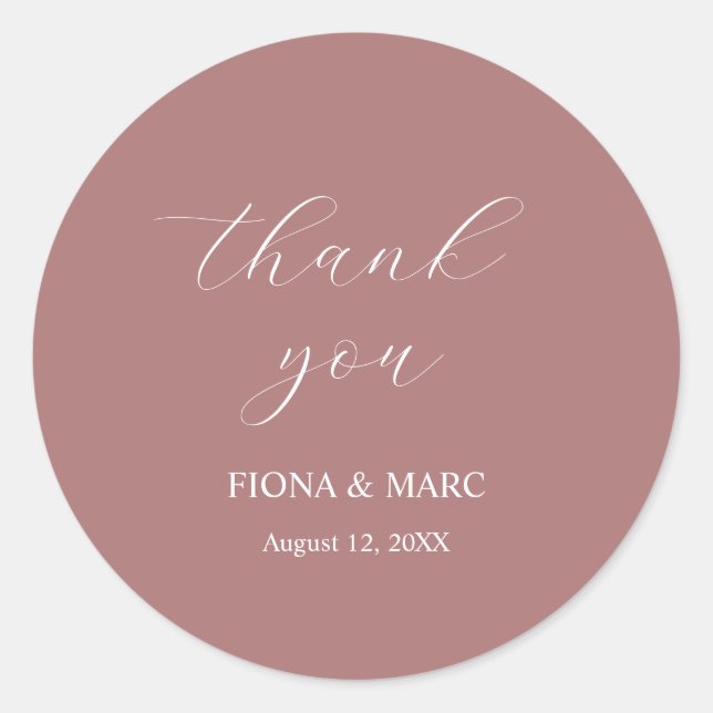 Einfache, elegante kalligraphische Hochzeitsticker Runder Aufkleber (Vorderseite)