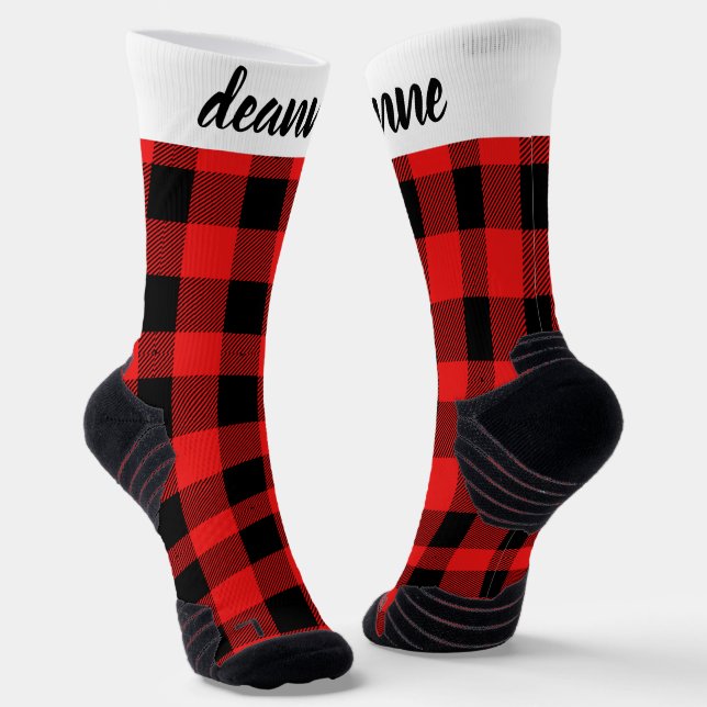 Einfache Elegante Karierte Weihnachtsfamilie Socken (Gewinkelt)