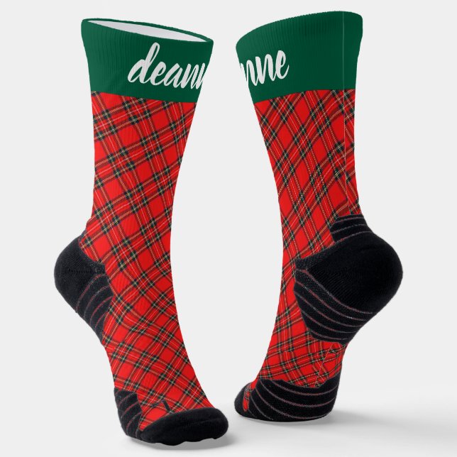 Einfache Elegante Karierte Weihnachtsfamilie Socken (Gewinkelt)