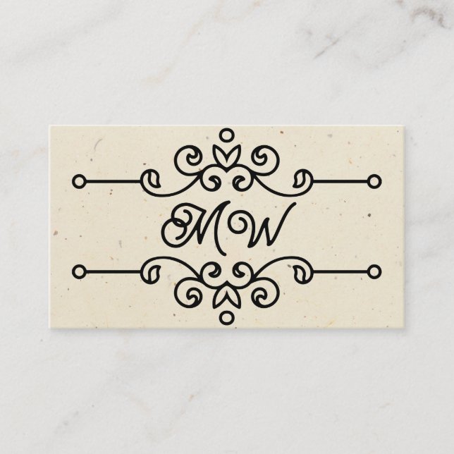 Einfache Elegante Klasse Geblüht Monogram Vintag Visitenkarte (Vorderseite)
