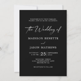 Einfache Elegante Klassik Black Foto Hochzeit Einladung