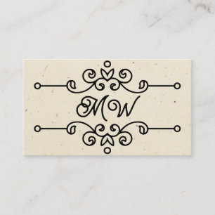 Einfache elegante klassische florale Monogramm Visitenkarte